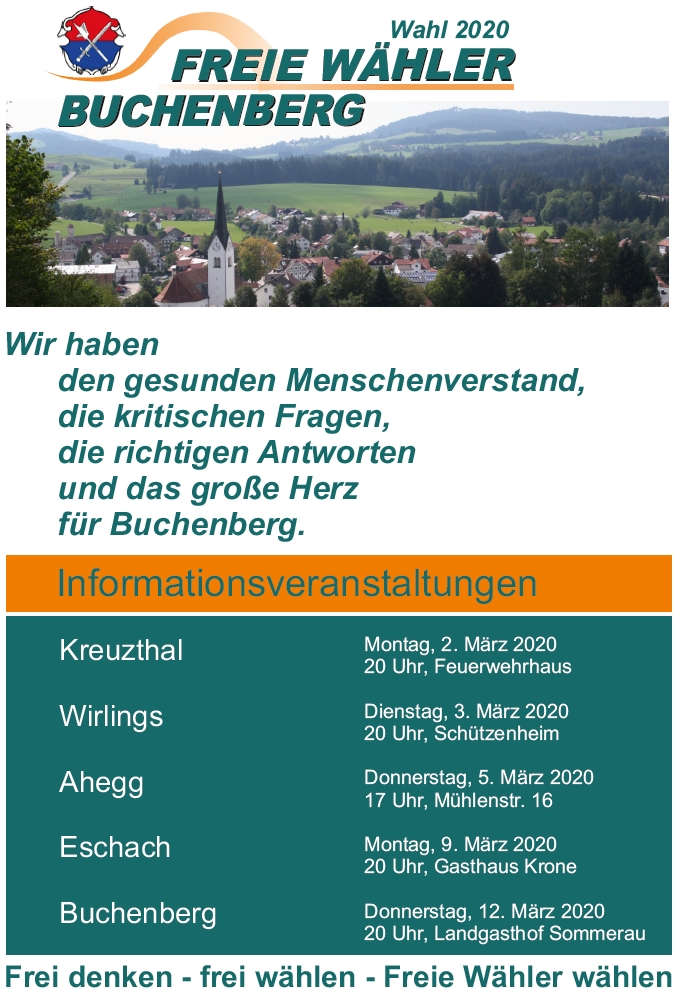 Informationsveranstaltungen der Freien Wähler Buchenberg
